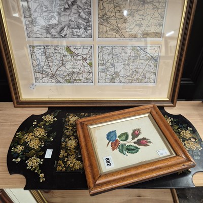 Lot 882 - A Victorian papier mache wall mirror, a...