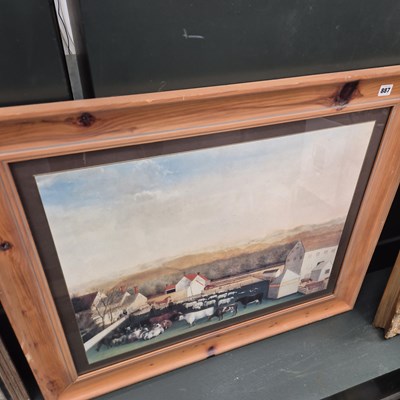 Lot 887 - A large pine framed furnishing print.