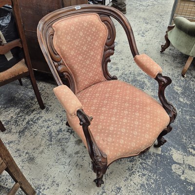 Lot 889 - An early Victorian show frame armchair