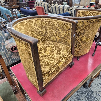 Lot 904 - A pair of art deco tub chairs.