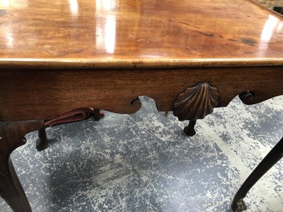 Lot 909 - A Georgian tray top silver table on carved...