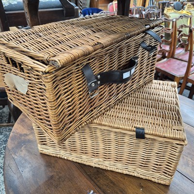 Lot 911 - Two wicker picnic hampers.