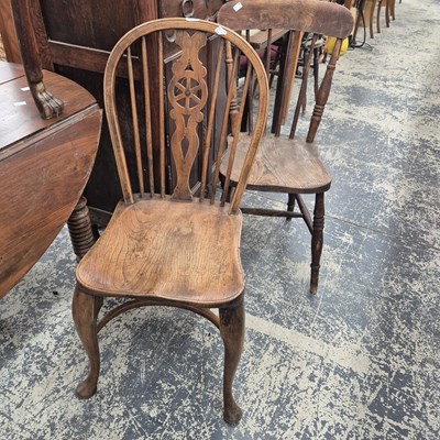 Lot 918 - Three antique country side chairs.