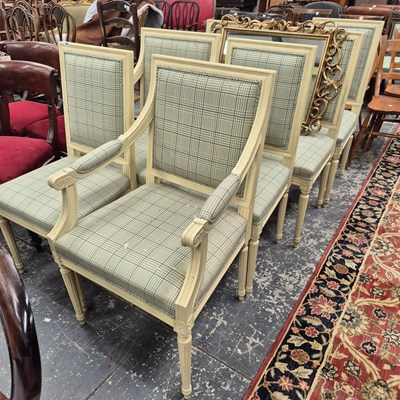 Lot 948 - A painted show frame set of Dining chairs.