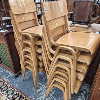 Lot 984 - 12 bentwood school chairs.