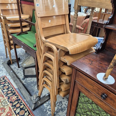 Lot 987 - six bentwood school chairs.