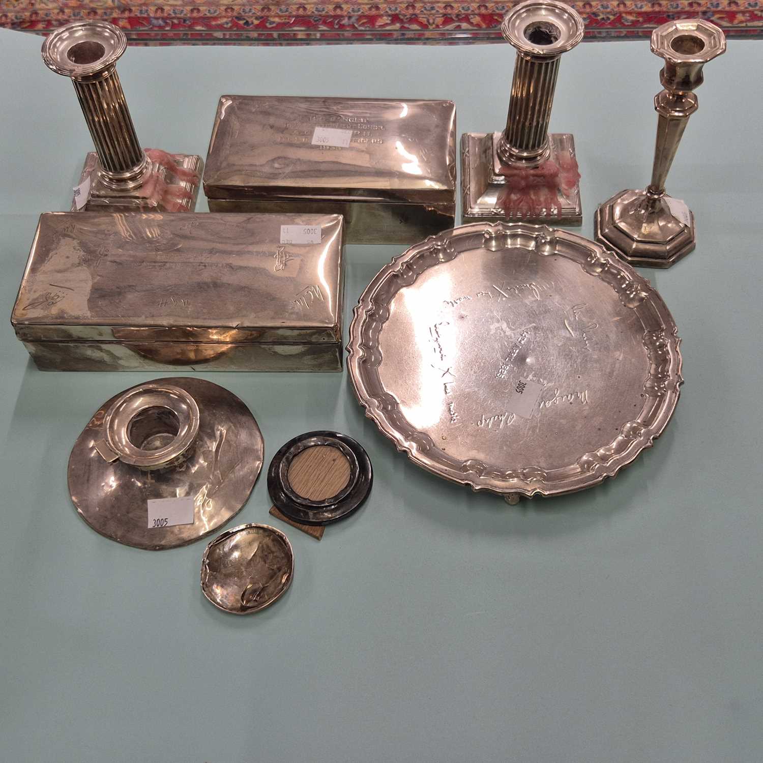 Lot 86 - Hallmarked silver- three-footed tray, 366...