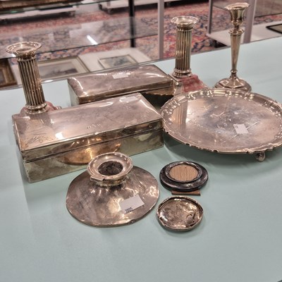 Lot 86 - Hallmarked silver- three-footed tray, 366...