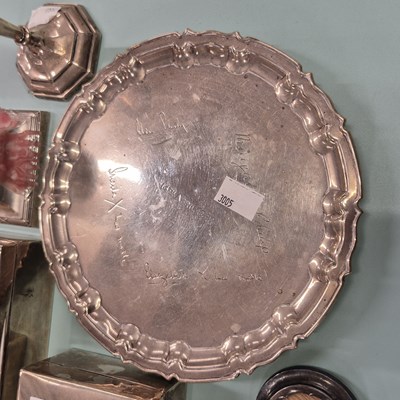 Lot 86 - Hallmarked silver- three-footed tray, 366...