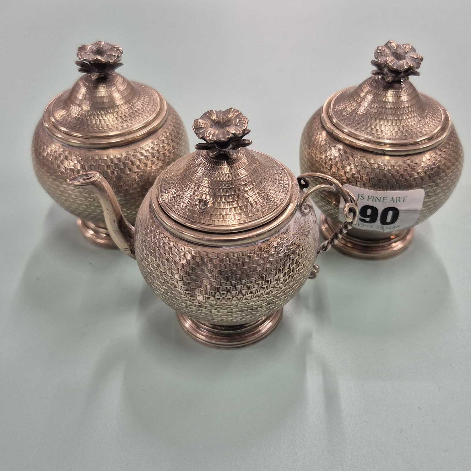 Lot 90 - A three-part eastern small coffee set with...