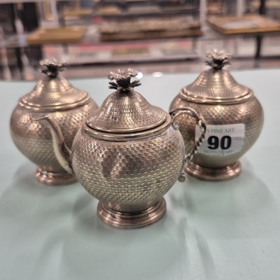 Lot 90 - A three-part eastern small coffee set with...