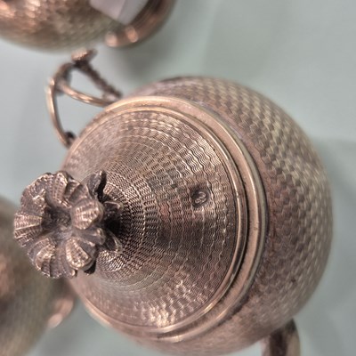 Lot 90 - A three-part eastern small coffee set with...