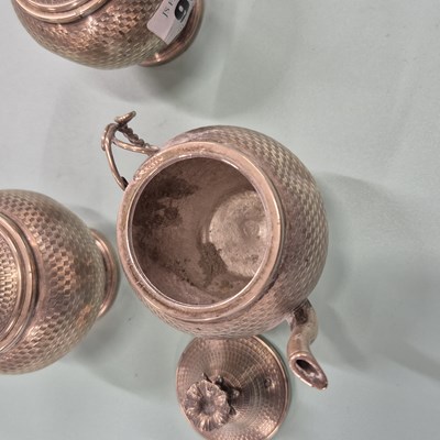Lot 90 - A three-part eastern small coffee set with...