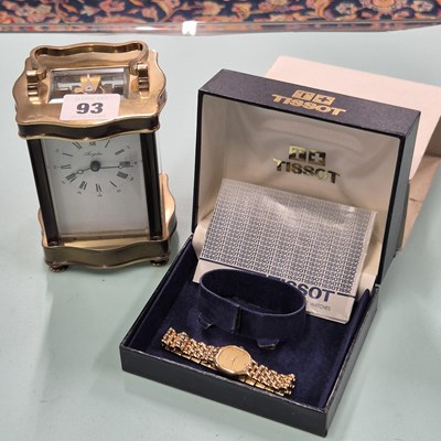 Lot 93 - An Angelus brass carriage clock, complete with...