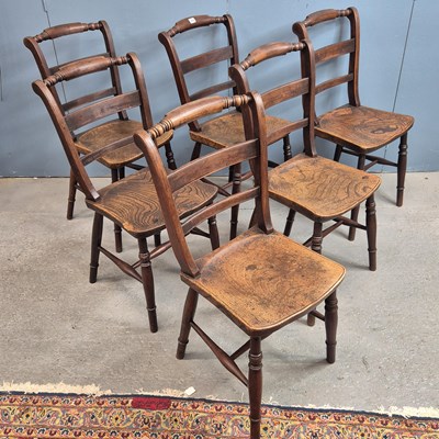 Lot 304 - A set of six Oxford type chairs with saddle...