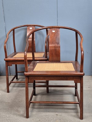 Lot 308 - A pair of Chinese hardwood hoop backed...
