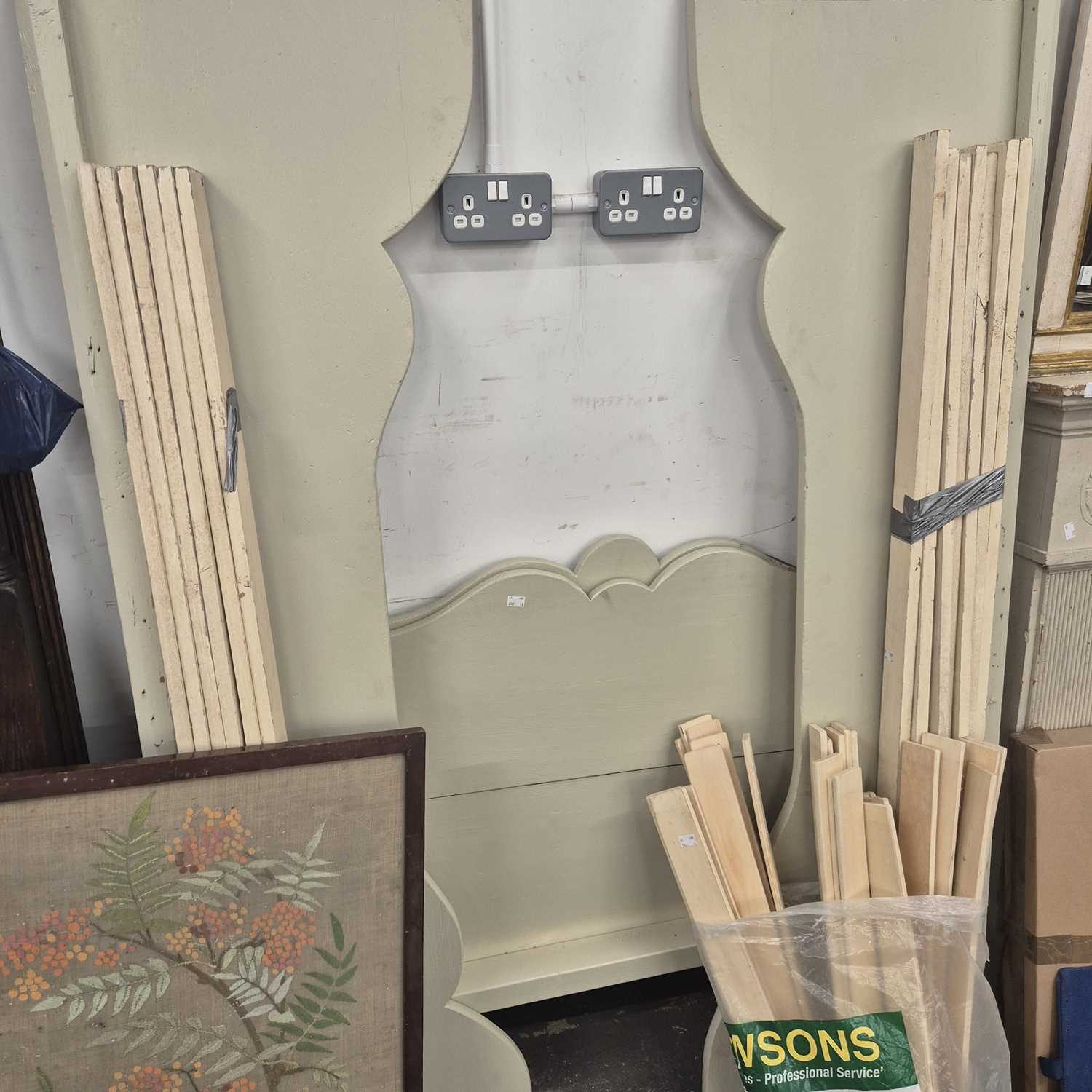 Lot 1104 - A grey painted single bed frame