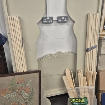 Lot 1104 - A grey painted single bed frame