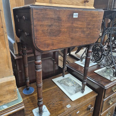 Lot 1123 - A 19th century mahogany drop flap two drawer...