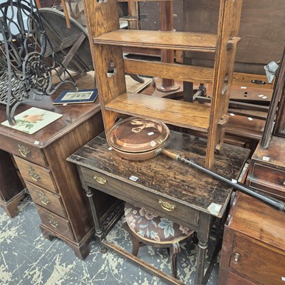 Lot 1128 - A 19th century oak table with a single drawer,...