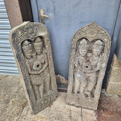 Lot 757 - A pair of eastern temple panels with fountain...
