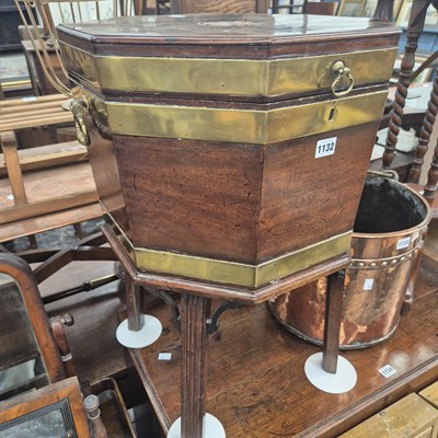 Lot 1132 - A George iII brass bound mahogany octagonal...