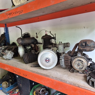 Lot 761 - Various vintage motorcycle engines and parts.