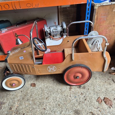 Lot 764 - A Vintage tin plate pedal car fire engine.