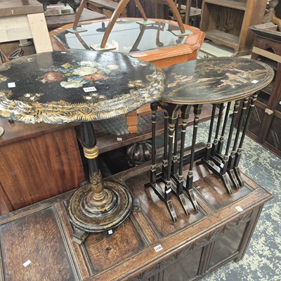 Lot 1144 - A 19th century papier mache inlaid with mother...