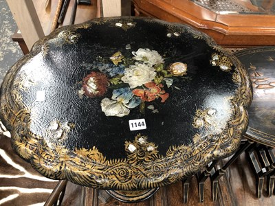 Lot 1144 - A 19th century papier mache inlaid with mother...