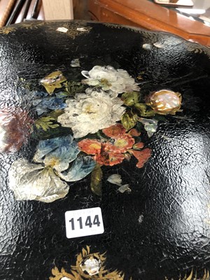 Lot 1144 - A 19th century papier mache inlaid with mother...
