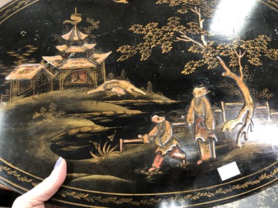 Lot 1144 - A 19th century papier mache inlaid with mother...