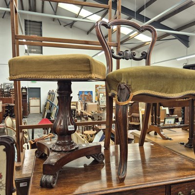Lot 1033 - A WmIV rosewood piano stool and A pair of...