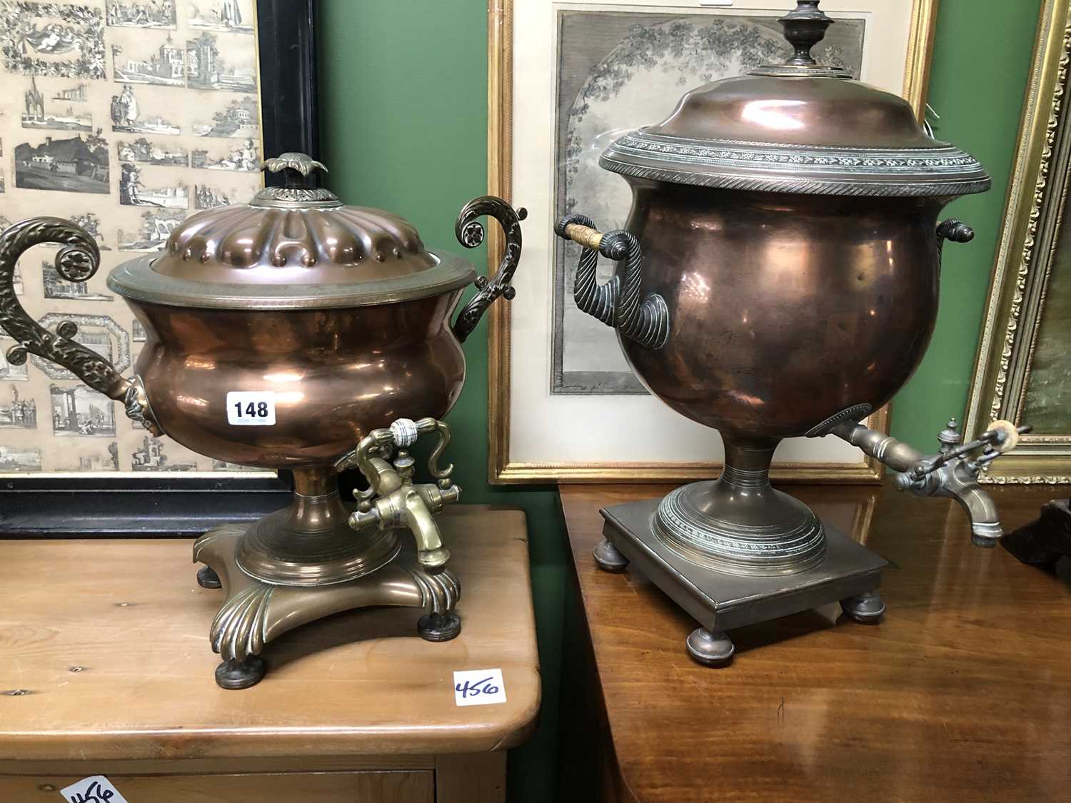 Lot 148 - Two 19th-century copper samovars.
