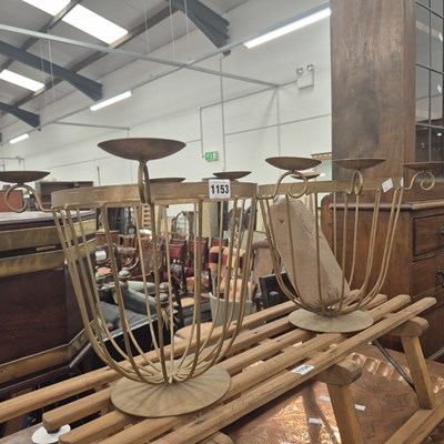 Lot 1153 - A pair of inverted dome wire work plant...