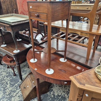 Lot 1053 - A demi-lune side table and a two-tier table....