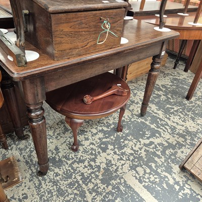 Lot 1056 - A mahogany side table. H 73 W 104 D 49cms