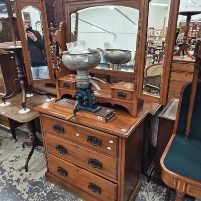 Lot 1060 - An Edwardian walnut dressing chest.