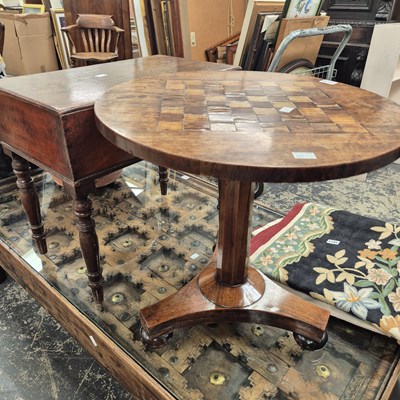 Lot 1070 - A Victorian occasional table with chequerboard...
