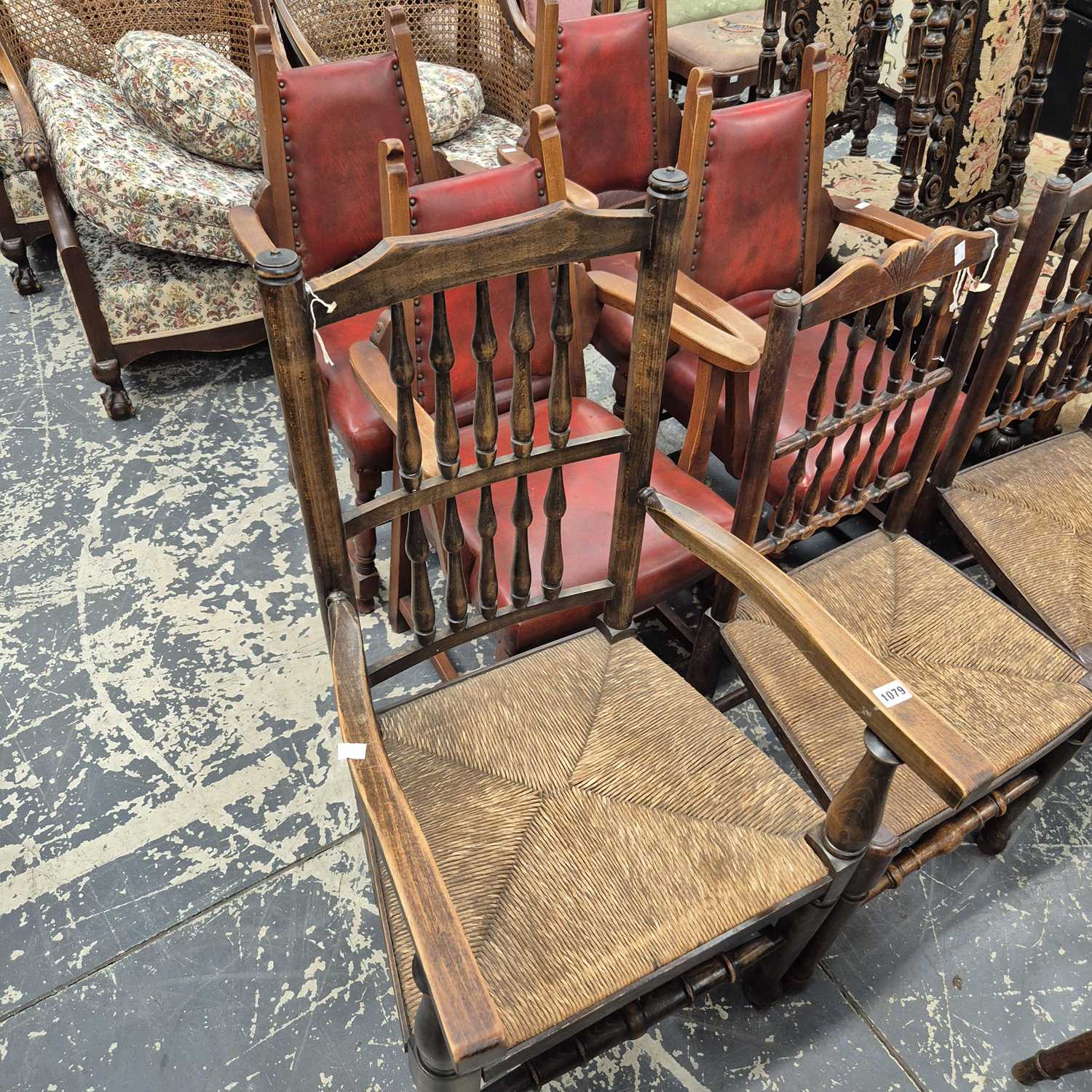 Lot 1079 - Three antique lancashire chairs.