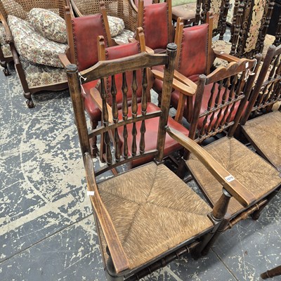 Lot 1079 - Three antique lancashire chairs.