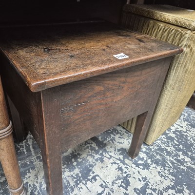 Lot 1163 - A 19th century oak bedside table with the...