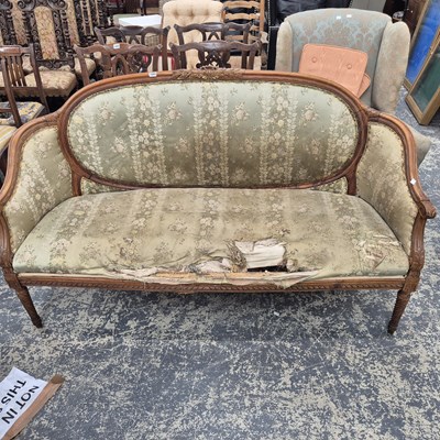 Lot 1088 - An antique show frame salon settee.