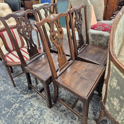 Lot 1089 - A set of four 19th century country oak side...