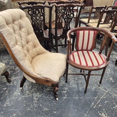 Lot 1090 - A Victorian nursing chair and an Edwardian...