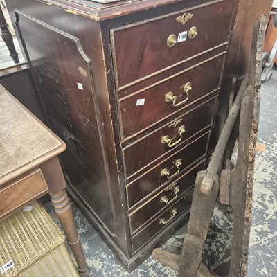 Lot 1166 - A mahogany three drawer filing cabinet Prov....