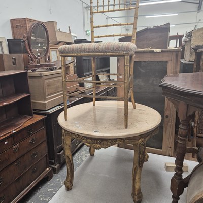 Lot 1168 - A circular marble topped gilt wood coffee...
