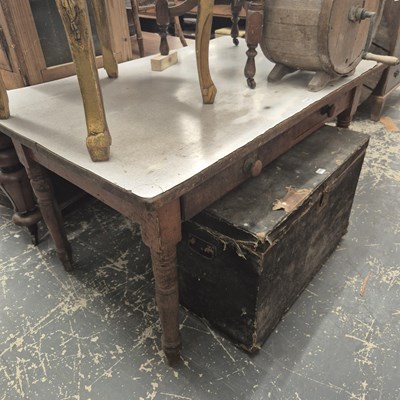 Lot 1170 - A formica topped pine two drawer table...