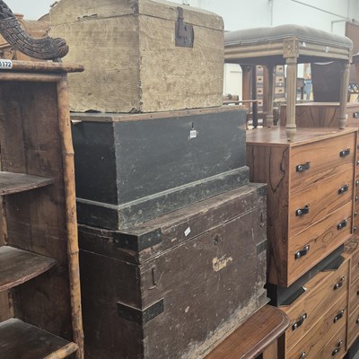 Lot 1173 - Three various wooden boxes or trunks