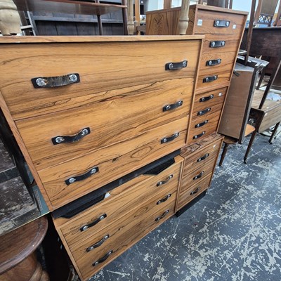 Lot 1177 - Five calamander wood chests with black leather...